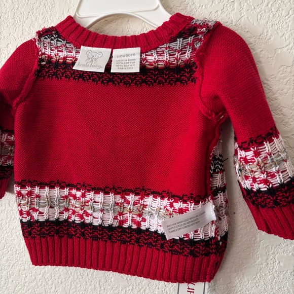 Koala Baby Red Christmas Holiday Reindeer Fair Isle Knit Sweater Size Newborn - Picture 11 of 13